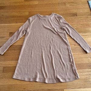 Tan long-sleeve shirt dress, XS, Lightly worn, SHEIN